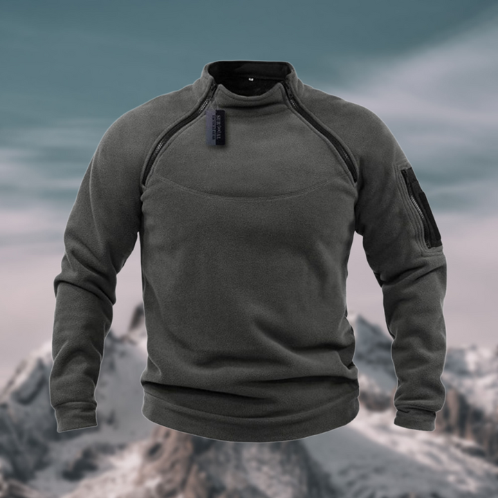 Stylish men's quarter zip mock neck sweater, tactical pullover, ideal for casual wear & fall clothing.
