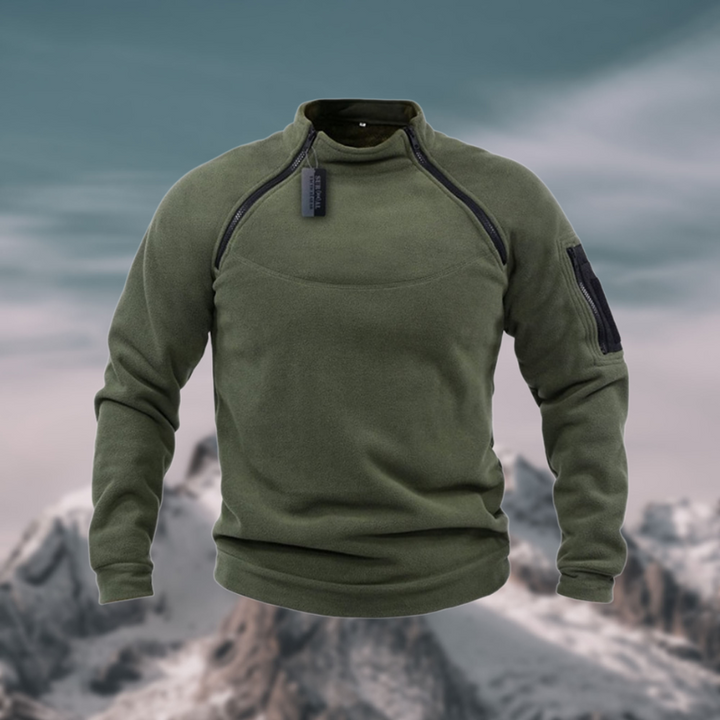 Versatile men's tactical quarter zip mock neck sweater, long sleeve pullover, great for fall fashion.