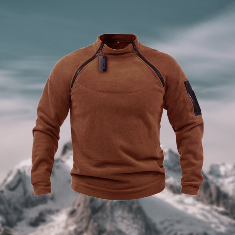 Modern men's quarter zip mock neck tactical sweater, long sleeve pullover for winter & fall fashion.