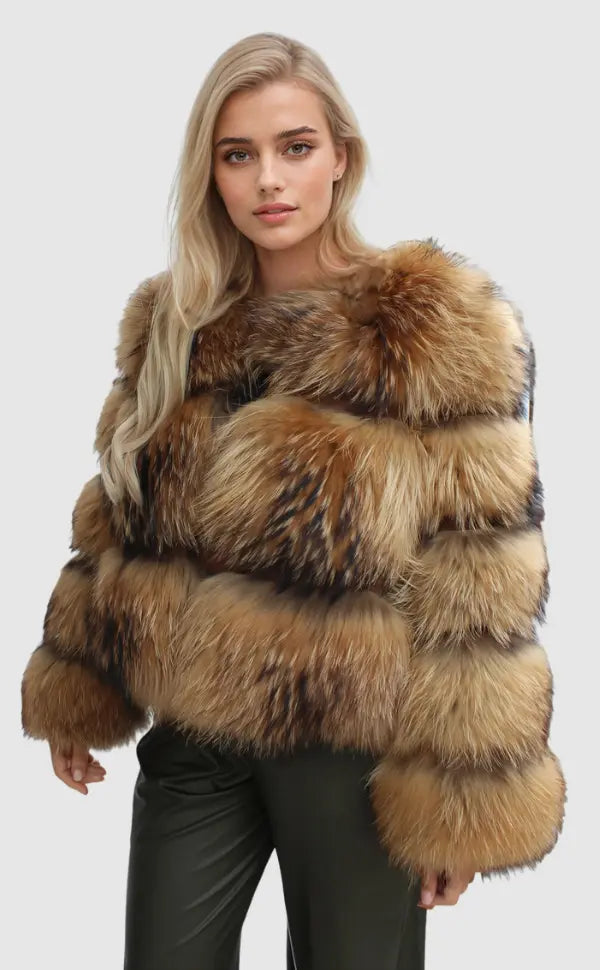 Elegant women's voluminous winter jacket in a chic design. Warm and cozy for cold weather, a stylish statement piece.
