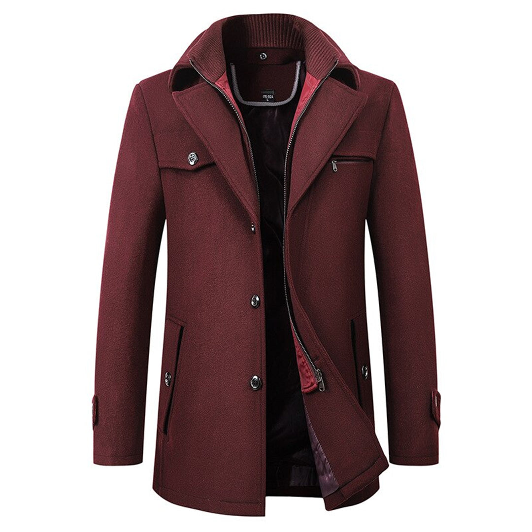 Sophisticated men's long trench coat with a versatile design. A warm and elegant jacket for fall and winter apparel.