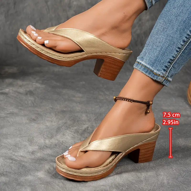Summer women's heeled sandals: orthopedic design, arch support & stylish block heel for comfort.