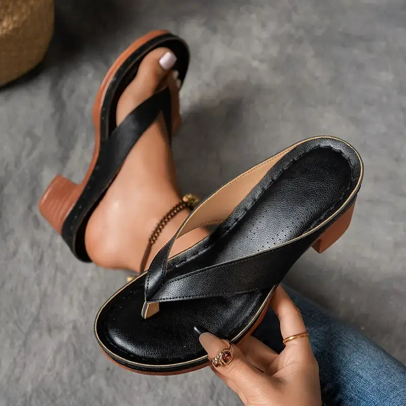 Elegant women's dress sandals with comfortable block heels, ideal for sophisticated all-day fashion.