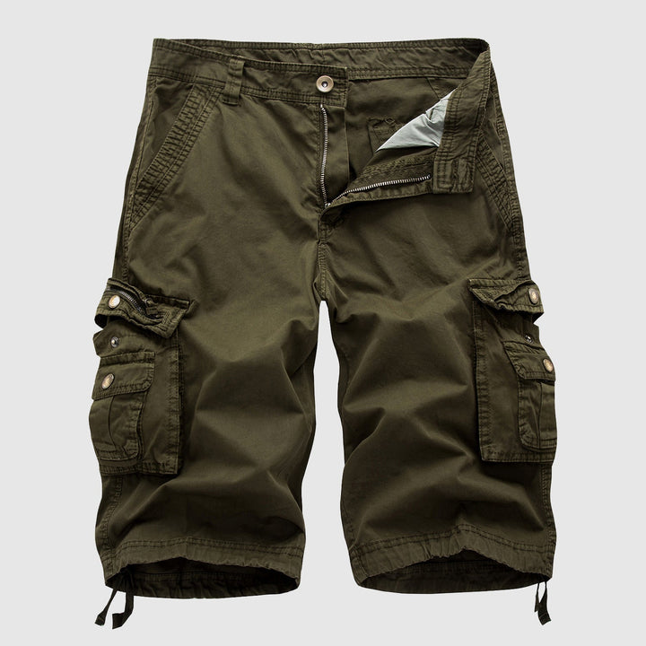 Men's durable casual cargo shorts, knee-length cut for everyday wear & multi-pocket utility.