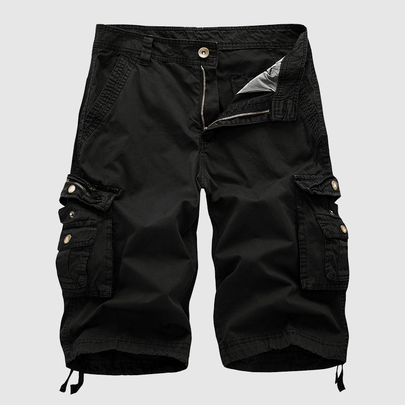 White knee-length cargo shorts for men, durable and practical for everyday comfort.