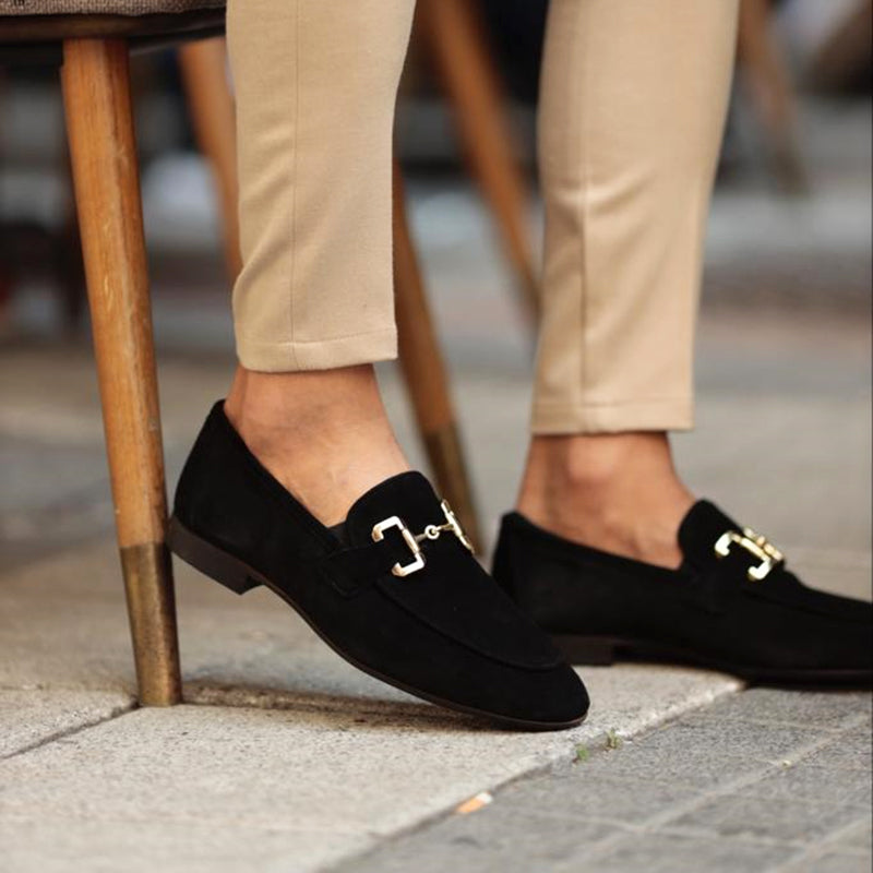 Classic men's horsebit loafers. Versatile slip-on dress shoes, perfect for smart casual, business, or formal outfits. Elegant.