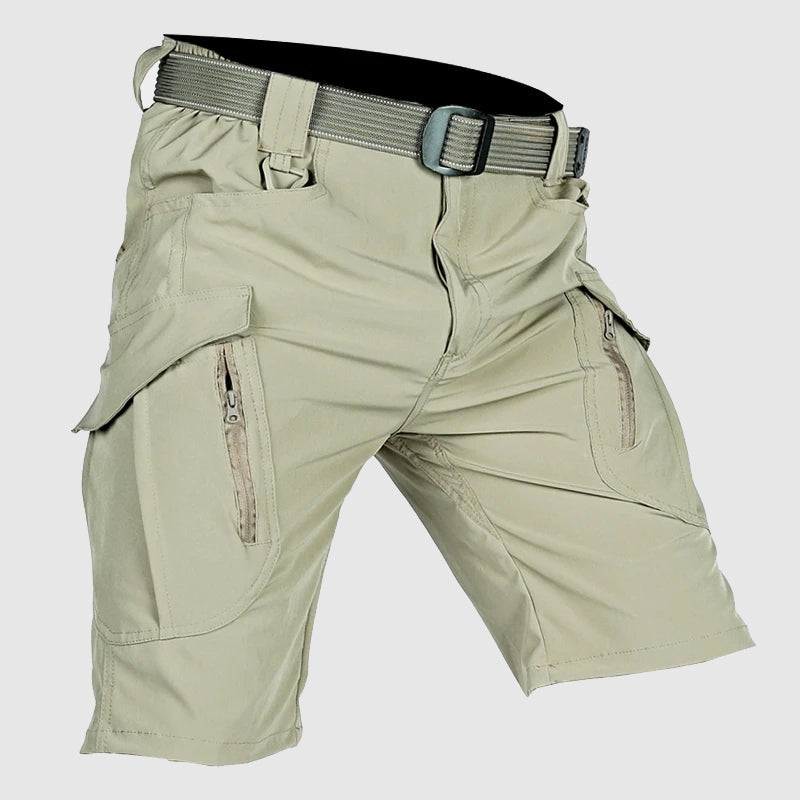 Men's tactical cargo shorts with multiple pockets, ideal for outdoor activities & hiking.