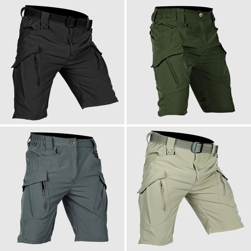 Versatile men's multi-pocket cargo shorts, tactical design, durable for adventure & daily wear.