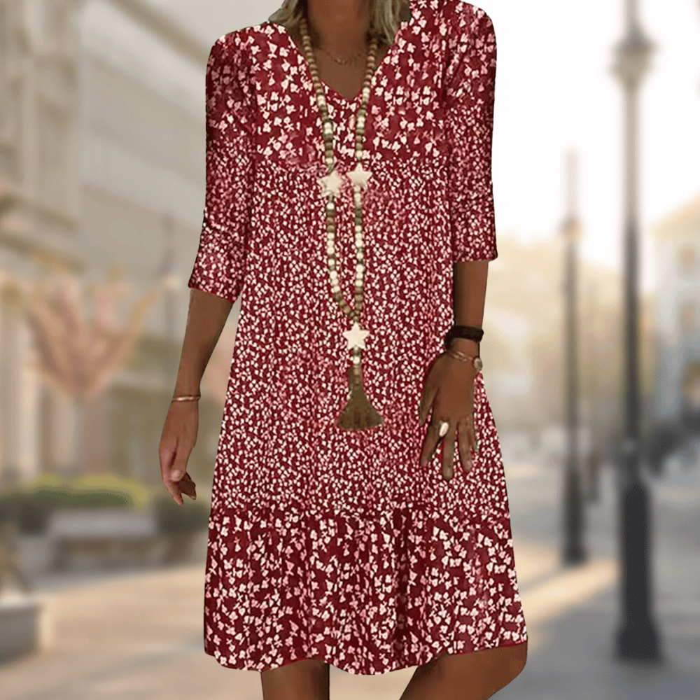 Elegant women's floral print maxi dress, ideal for spring & summer, offering effortless casual style.