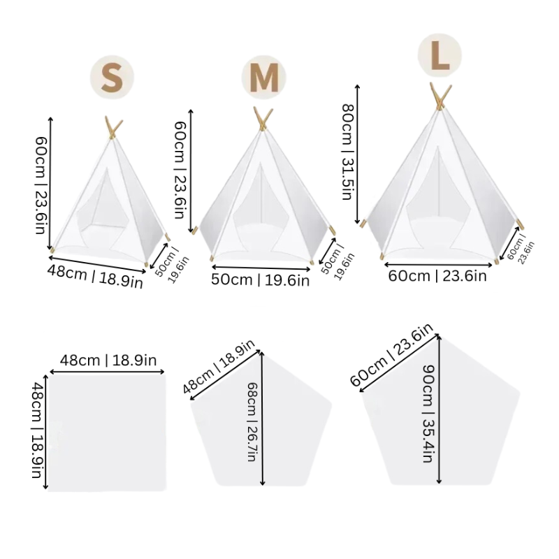 Stylish unisex canvas pet teepee for cats & small dogs. Washable, cozy pet bed & play tent accessory.