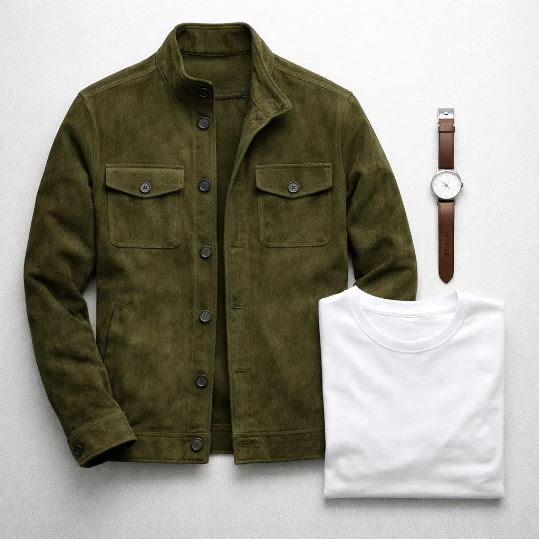 Refined men's timeless pocket jacket. Classic style outerwear designed for versatile men's fashion.