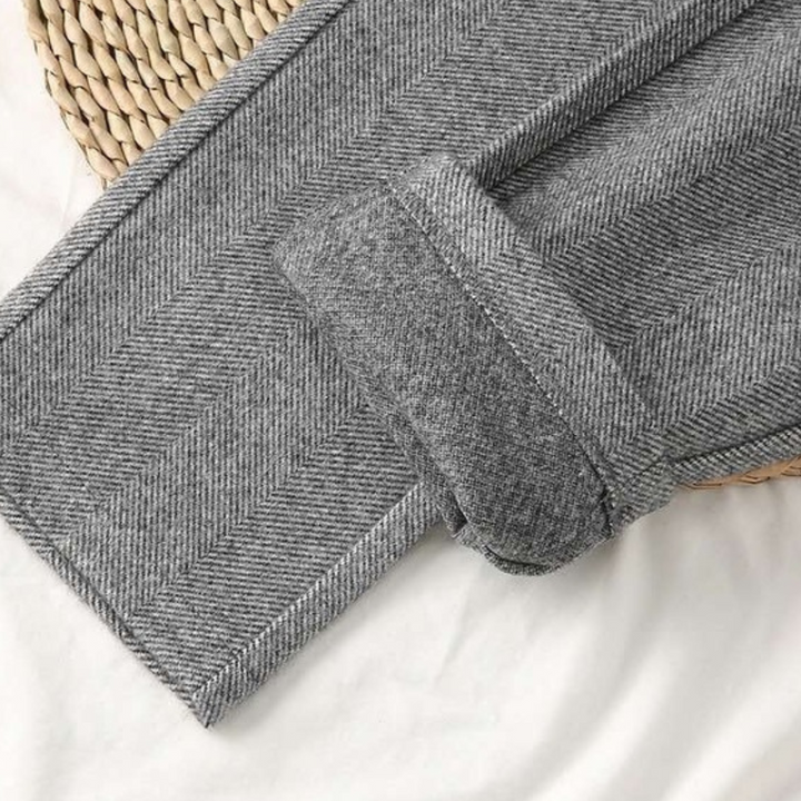 Women's all-season herringbone pants, perfect for year-round versatile fashion. Elegant, comfortable daily & office wear.