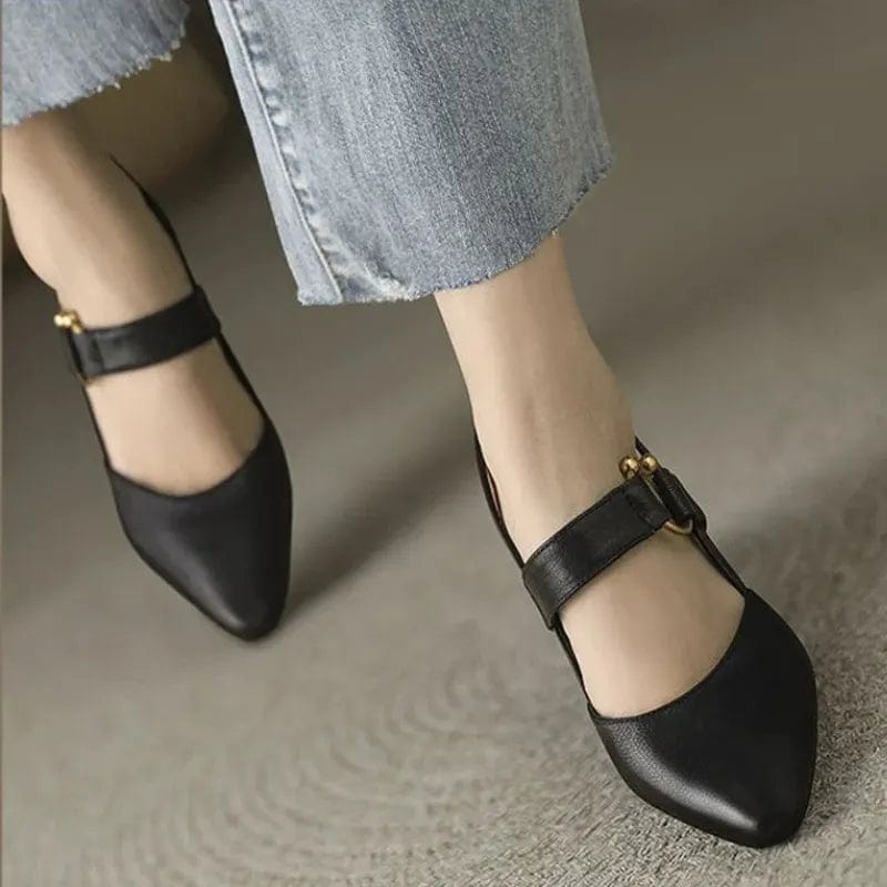 Black orthopaedic slingback heels for women, ensuring all-day comfort & elegant workwear style.