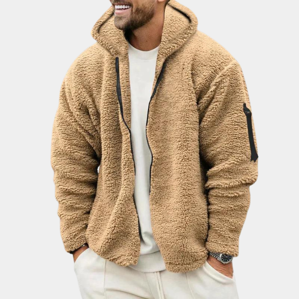Men's warm hooded winter jacket, perfect for outdoor comfort and everyday wear.