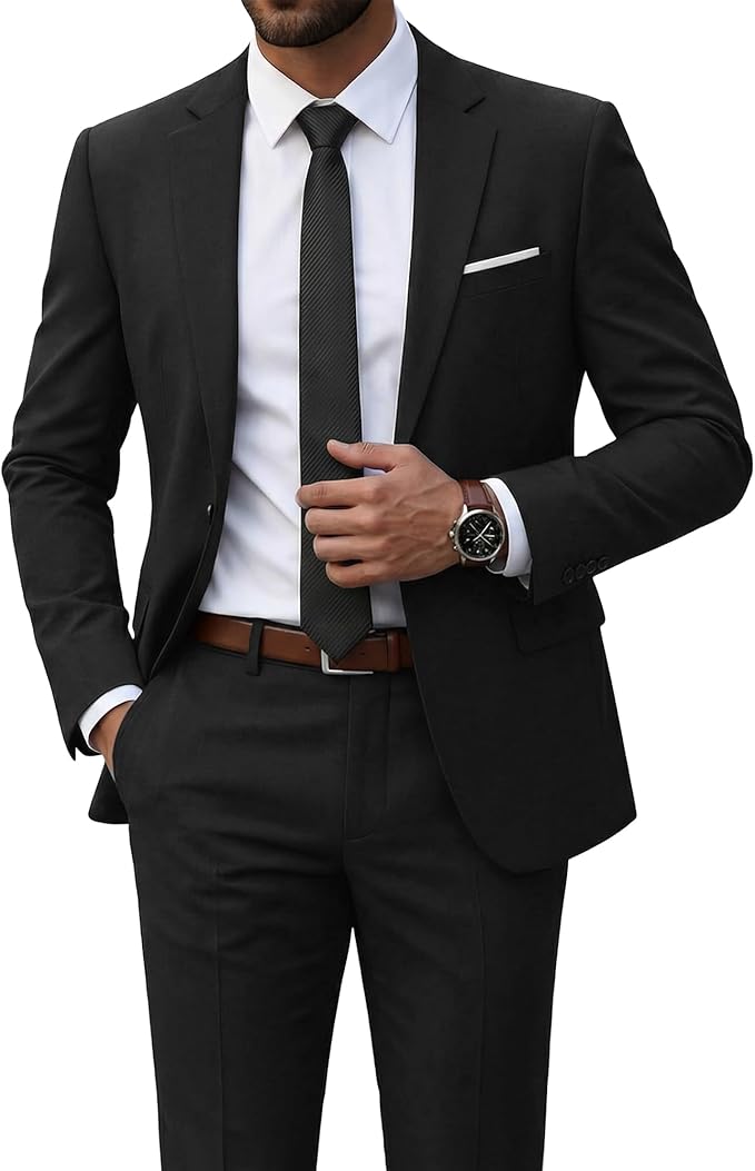 Men's digital print slim fit suit set for modern casual and business occasions.