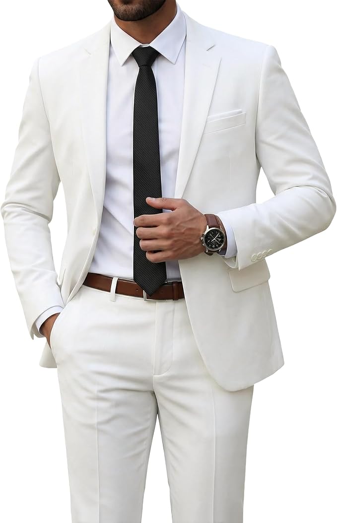 Elegant men's digital print suit. A comfortable, slim fit, two-piece for a modern style.