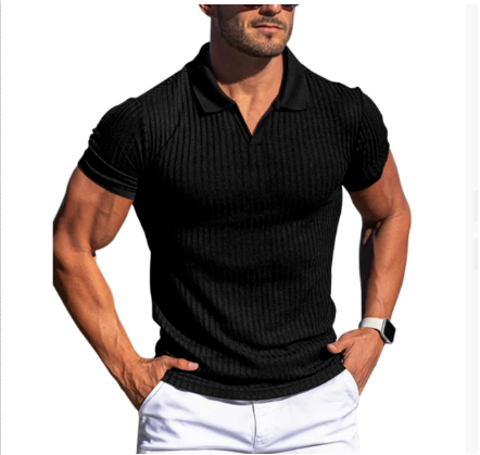 Gray men's versatile short sleeve polo shirt for summer comfort, smart casual events, or stylish everyday wear.