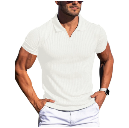 Men's stylish summer polo shirt, short sleeve, ideal for effortless comfort & versatile smart casual or everyday wear.
