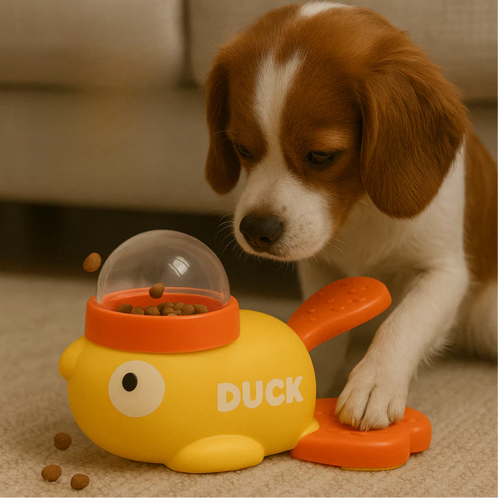 Interactive dog puzzle feeder toy; a slow treat dispenser for mental stimulation & dog enrichment.