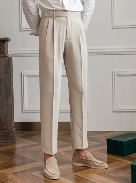 Stylish black men's tailored flat front straight leg chinos, perfect for a smart versatile look.