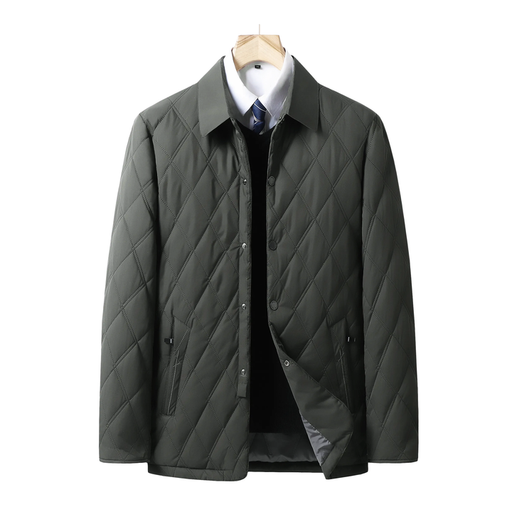 Elegant men's quilted jacket, waterproof for rainy days. A stylish and warm outerwear choice for winter & everyday wear.