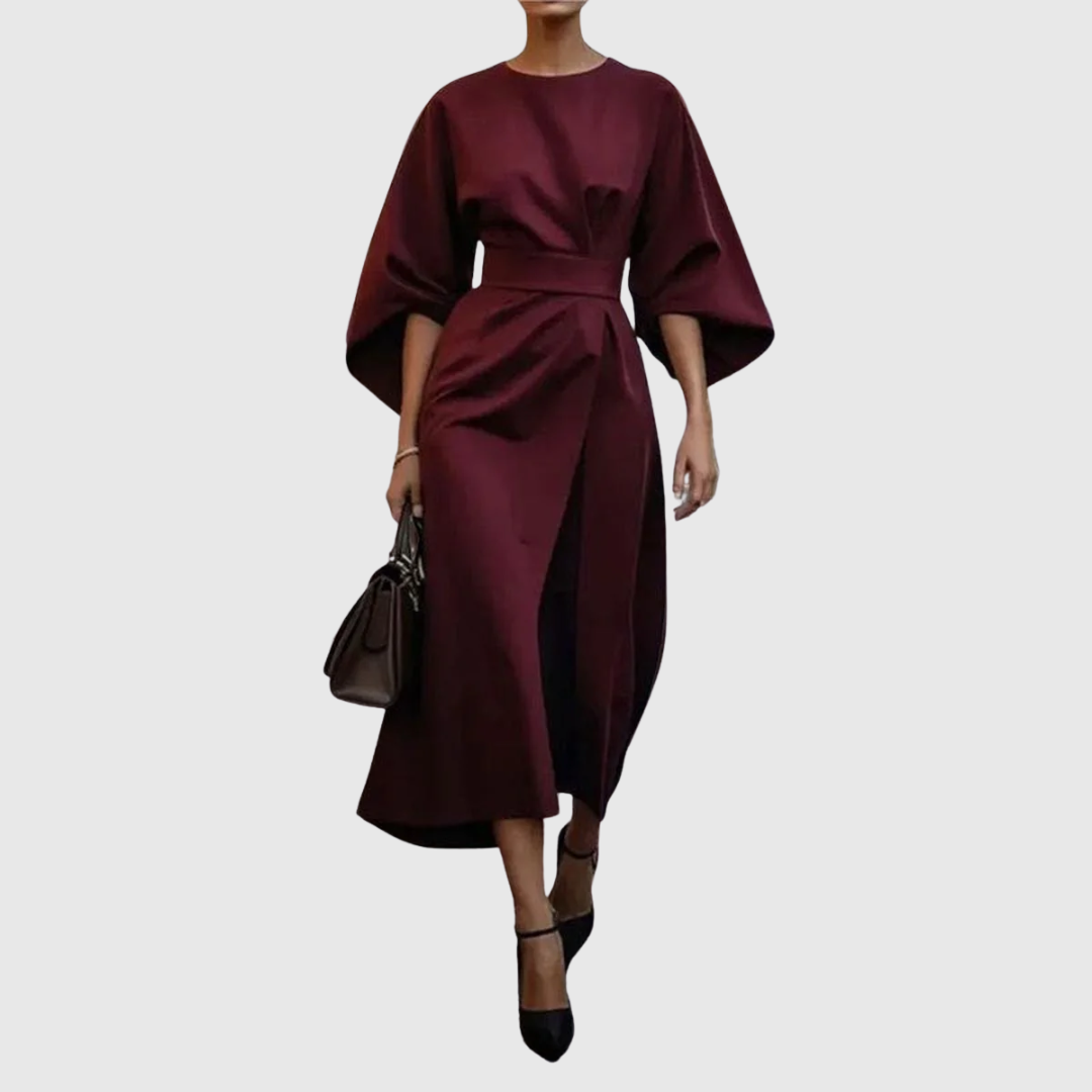 Women's elegant batwing maxi dress in a luxurious satin feel fabric, perfect for evening or formal events.