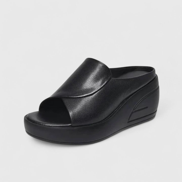 Women's comfort wedge sandals with arch support for foot pain relief. Stylish open-toe design, ideal for summer.