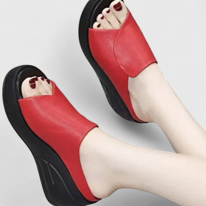 Comfortable women's wedge sandals with arch support, providing foot pain relief & ergonomic support for casual summer style.