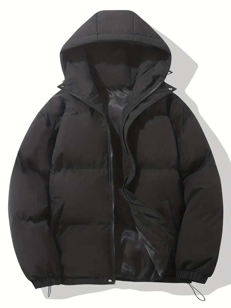 Warm men's classic hooded jacket, perfect for winter & fall fashion, comfortable outerwear.