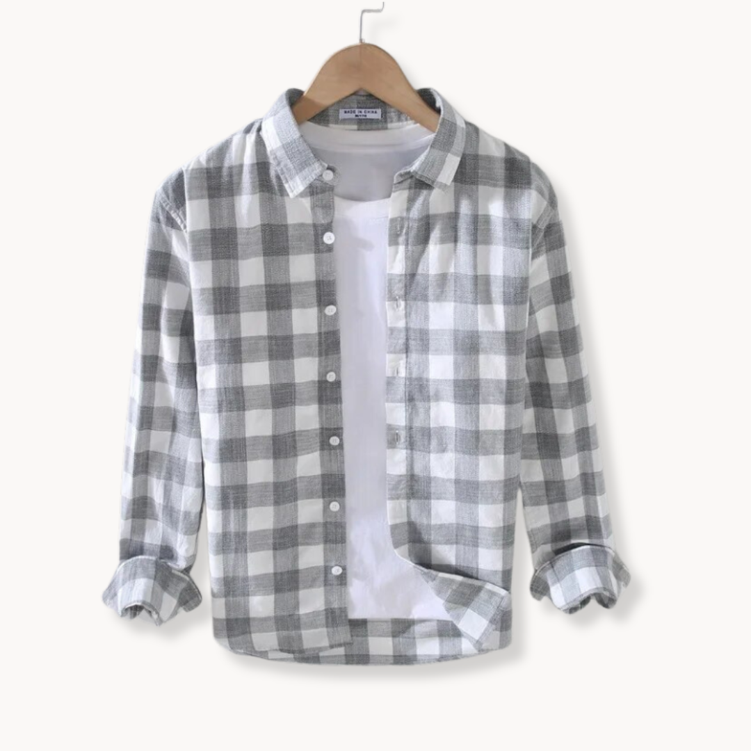Men's regular fit long sleeve check shirt with chest pocket, perfect for casual or smart casual wear.