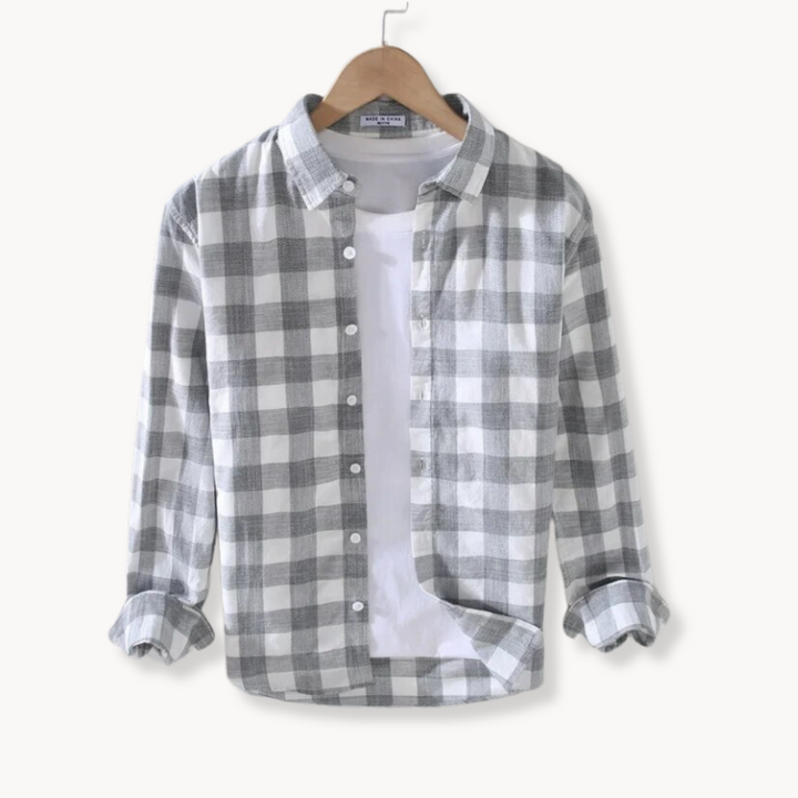 Men's regular fit long sleeve check shirt with chest pocket, perfect for casual or smart casual wear.