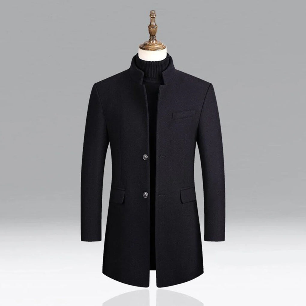 Classic men's tailored coat for versatile formal & business casual wear. Elegant long jacket for sophisticated style.