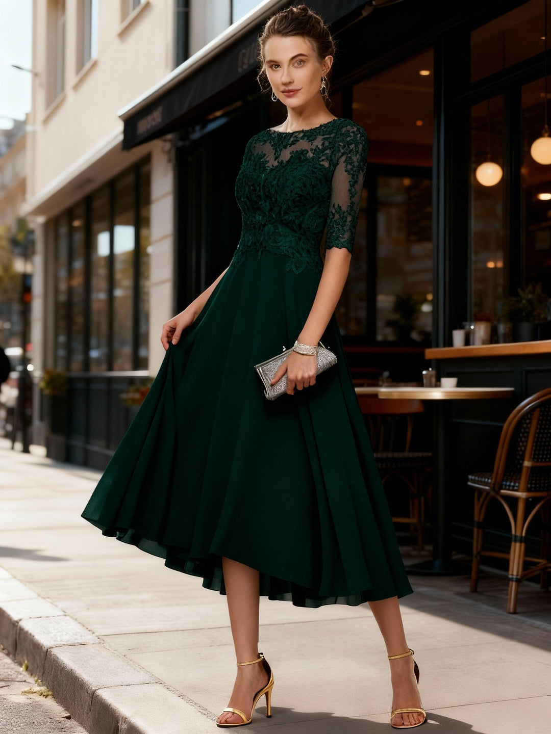 Elegant women's maxi dress, ideal for gala, wedding guest, bridesmaid, or evening wear.