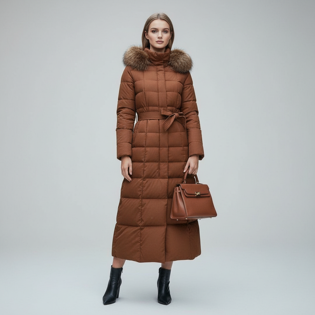 Comfortable women's elegant winter coat, insulated & warm, perfect classic jacket for cold days.