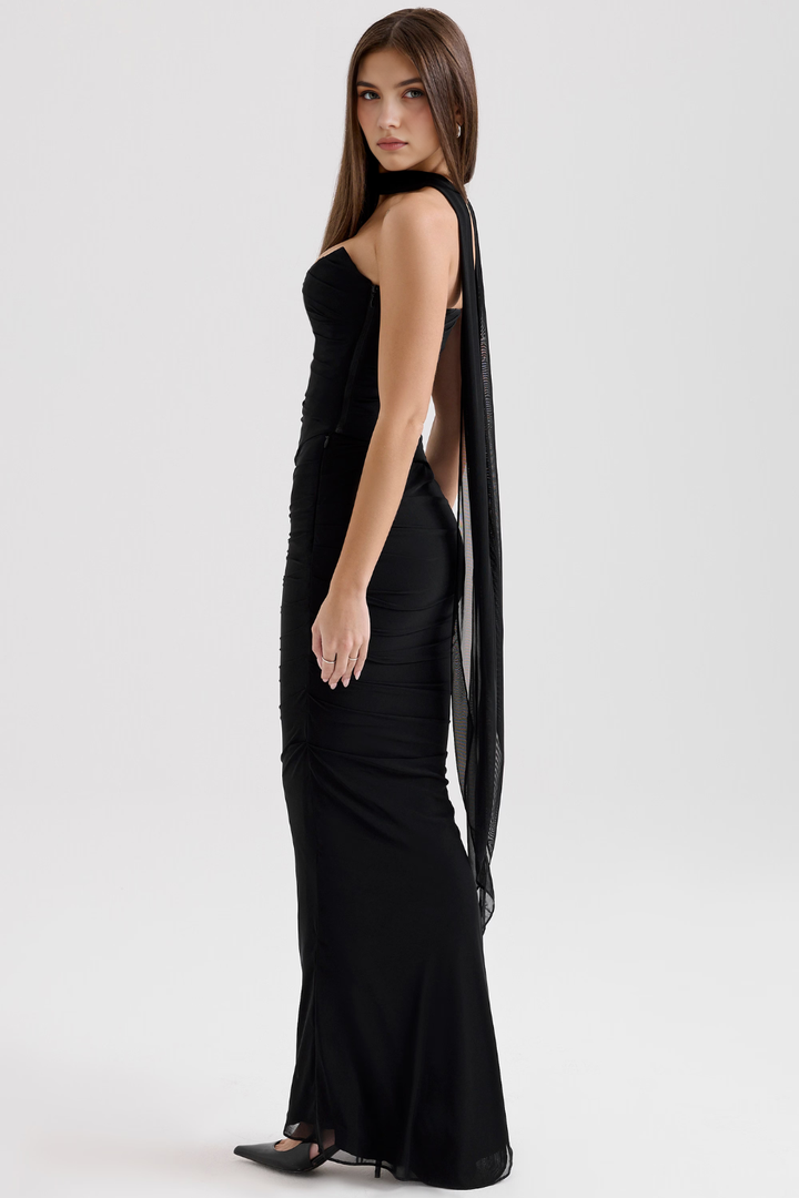Elegant women's mesh corset midi dress, designed for unforgettable evening & party looks.