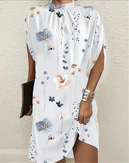 Elegant women's bat sleeve dress with a flowing silhouette, perfect for special occasions & stylish fashion.