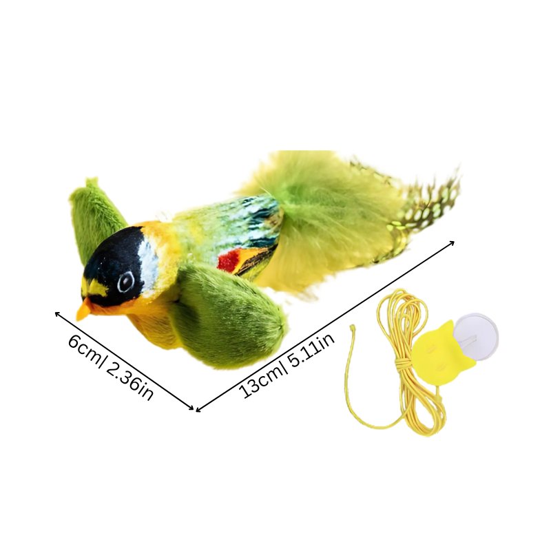 Plush feather bird toy set for cats, an interactive sound toy for active play & enrichment. Great cat gift.