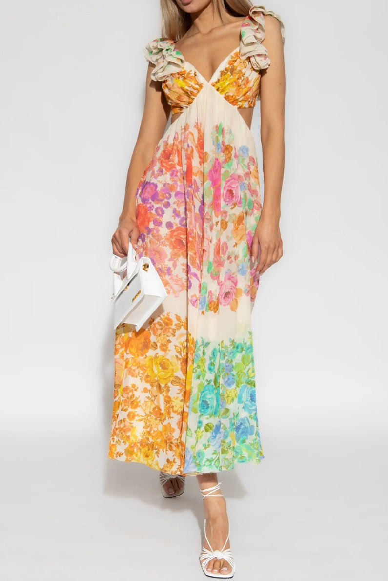 Stylish floral print women's maxi dress, perfect for summer parties, holidays, or everyday elegance.