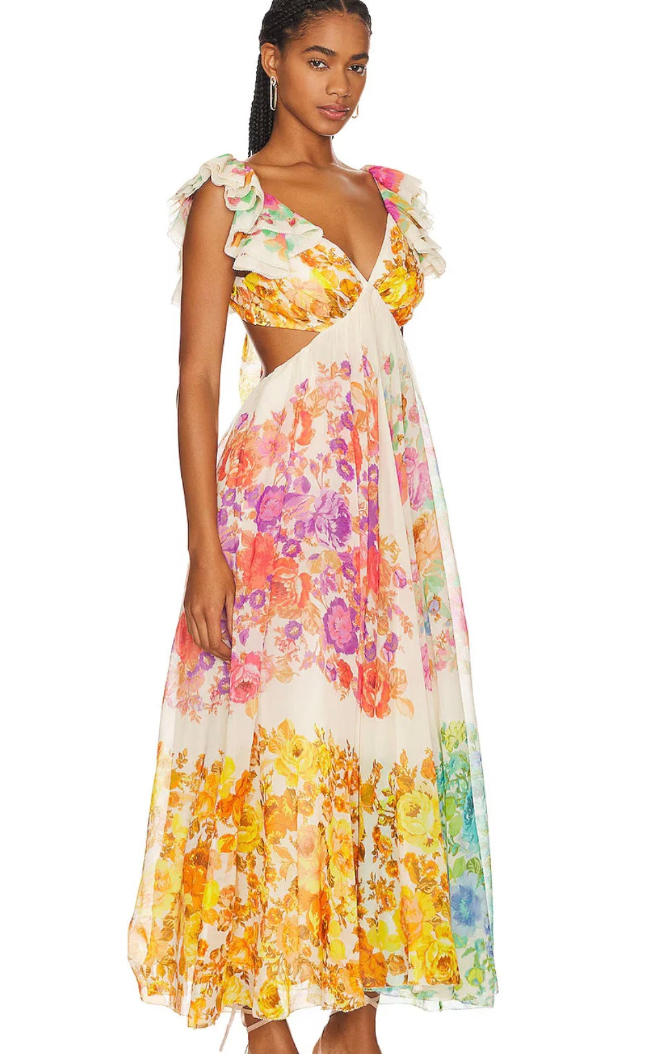 Comfortable & stylish women's floral summer maxi dress, ideal for vacation, beach, or sundress wear.