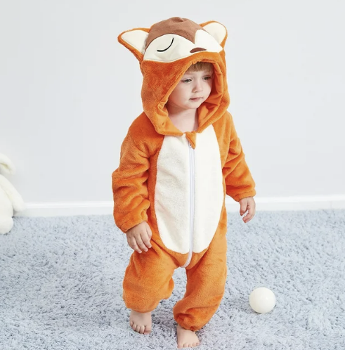 Cute newborn animal print onesie, soft cotton bodysuit for sensitive skin.