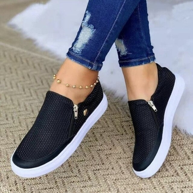 Stylish women's orthopedic walking sneakers with arch support, providing comfort & pain relief for casual wear.