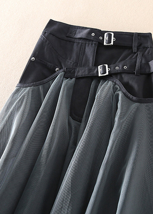 Chic women's high-waist mesh skirt in black, a long, elegant maxi skirt for formal occasions and evening parties.