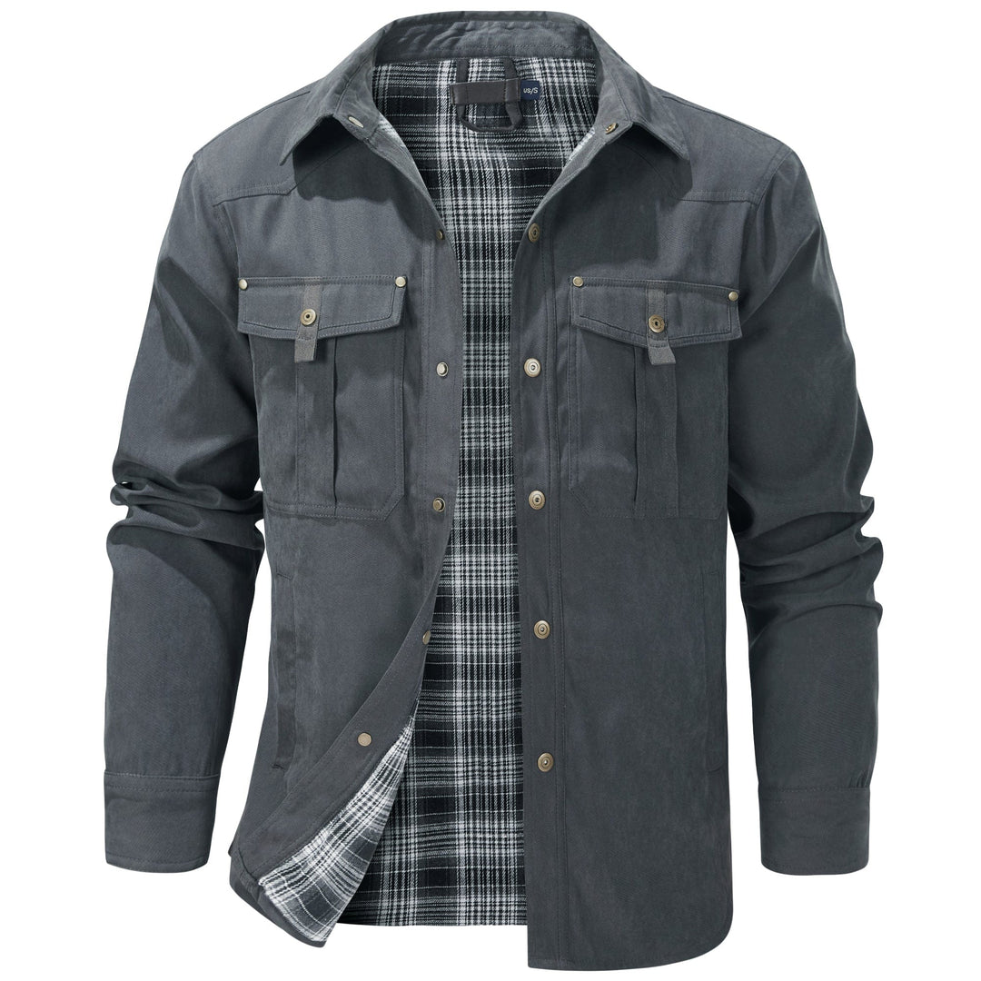 Warm flannel-lined men's jacket, perfect for casual layering.