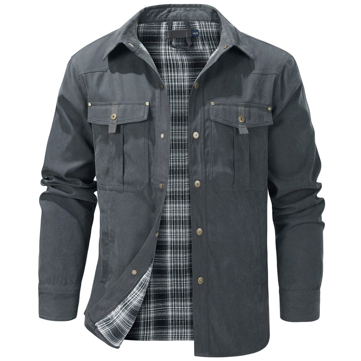 Warm flannel-lined men's jacket, perfect for casual layering.