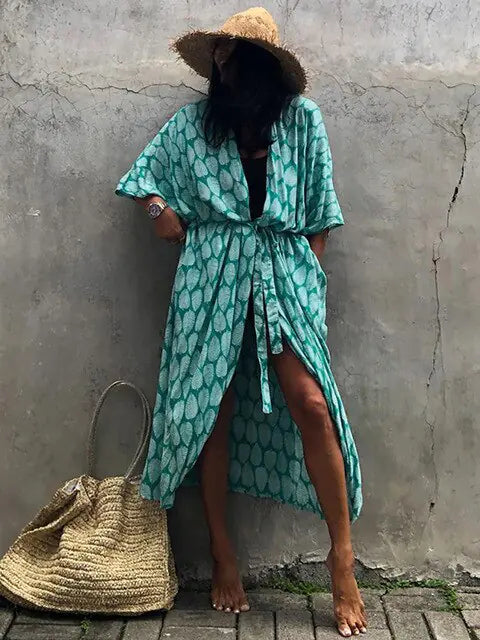 Perfect swimwear companion: women's flowy tie-dye sarong cover-up.