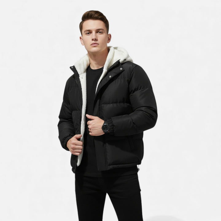 Versatile men's classic winter jacket, ideal for casual elegance & cold weather layering.