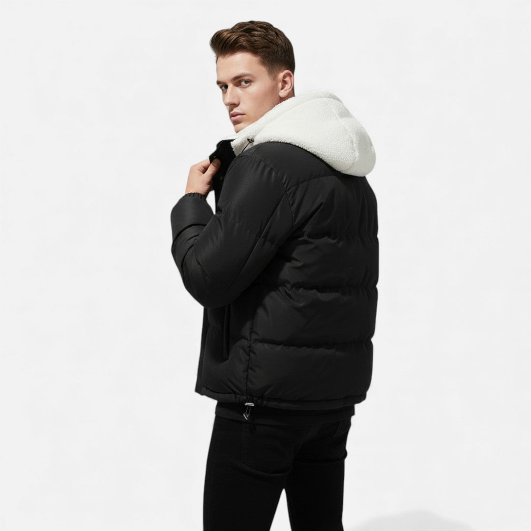 Insulated men's winter coat, providing superior warmth & protection in cold weather.