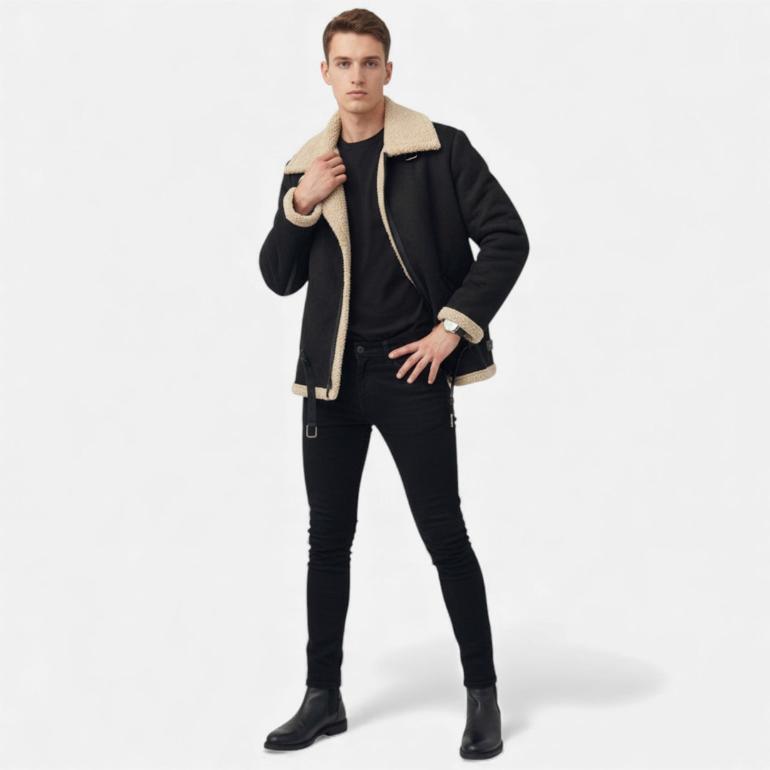 Cozy men's winter jacket, insulated for superior warmth in cold weather. A classic, everyday outerwear essential.