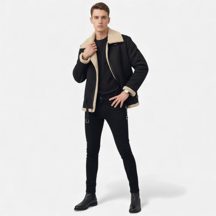 Cozy men's winter jacket, insulated for superior warmth in cold weather. A classic, everyday outerwear essential.