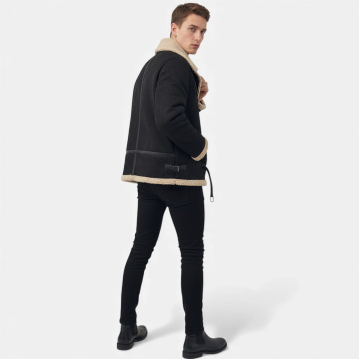 Stylish men's classic winter coat, insulated & warm. Black outerwear perfect for cold weather & smart casual fashion.